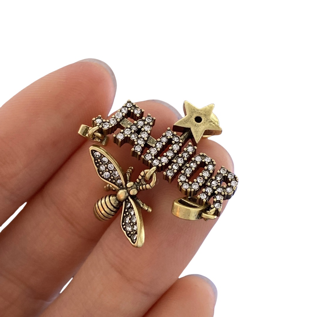 CDE131 Vintage Jadior bee star clover tribales earrings in metal and crystal - ccfashionjewelry