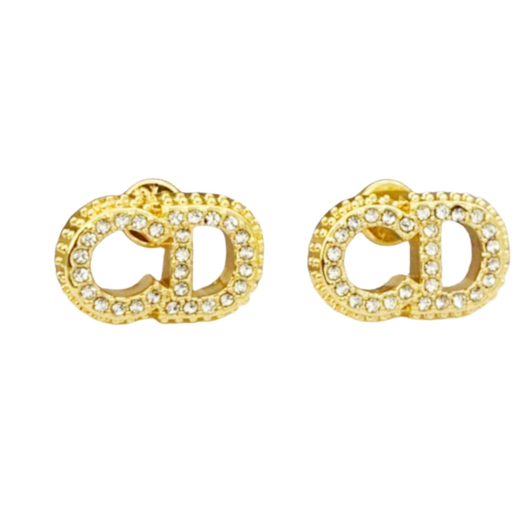 CDE188 Full crystal CD stud earrings - ccjewelryacc