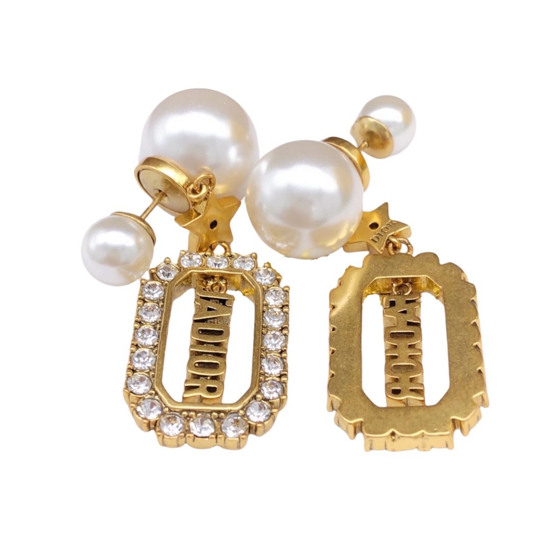 CDE129 Jadior tribales earrings in metal and crysal pearl - ccjewelryacc
