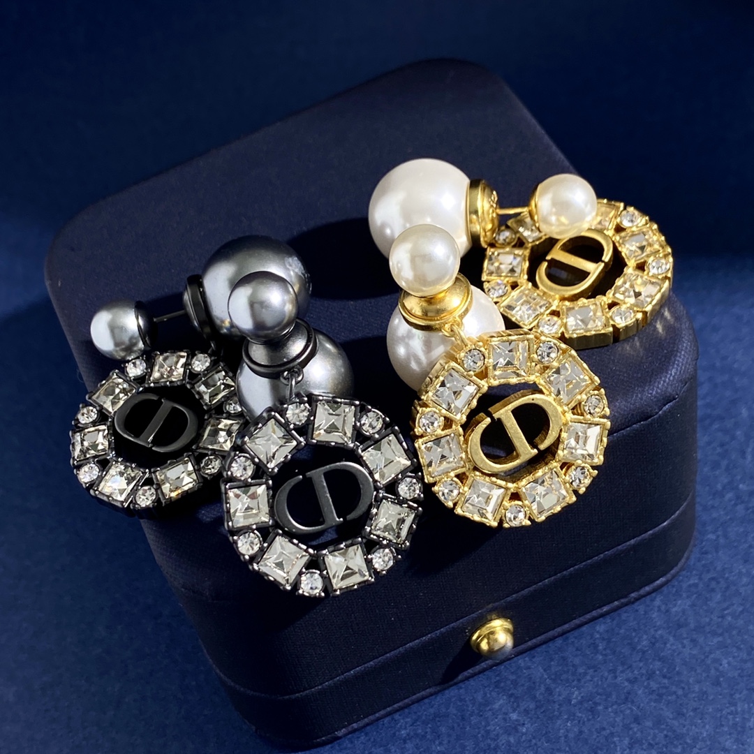 CDE133 Dior tribales earrings in metal and crystal - ccjewelryacc