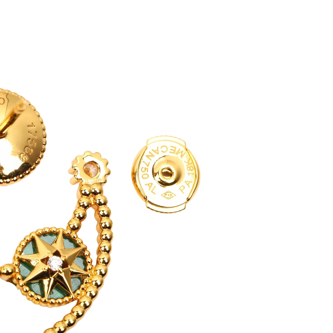 CDEV005 18K Gold Dior ROSE DES VENTS earrings - ccjewelryacc