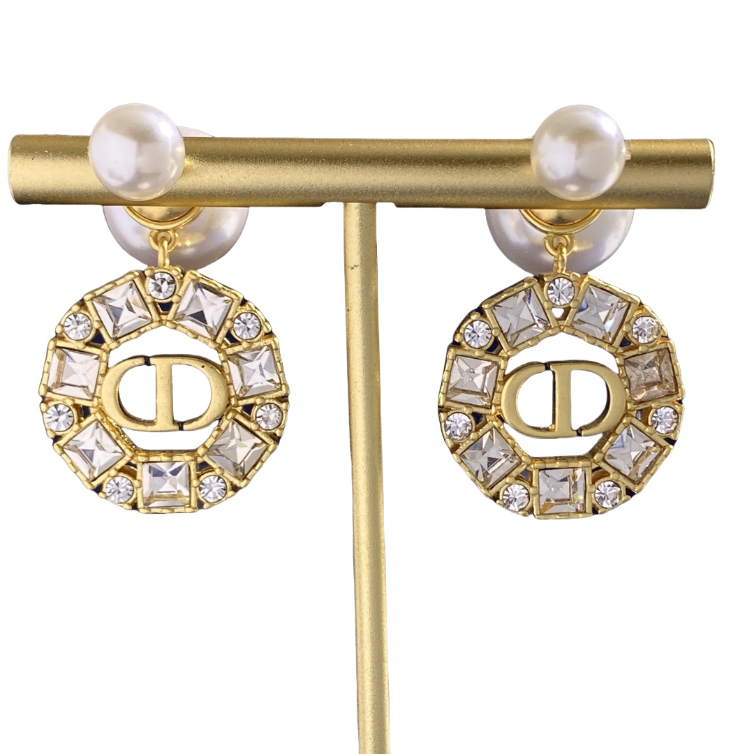 CDE133 Dior tribales earrings in metal and crystal - ccjewelryacc