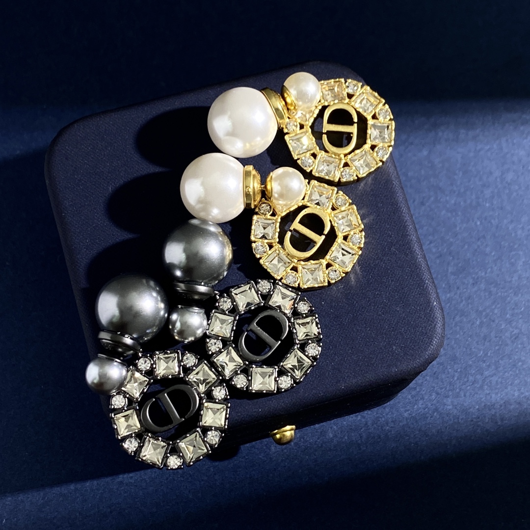 CDE133 Dior tribales earrings in metal and crystal - ccjewelryacc