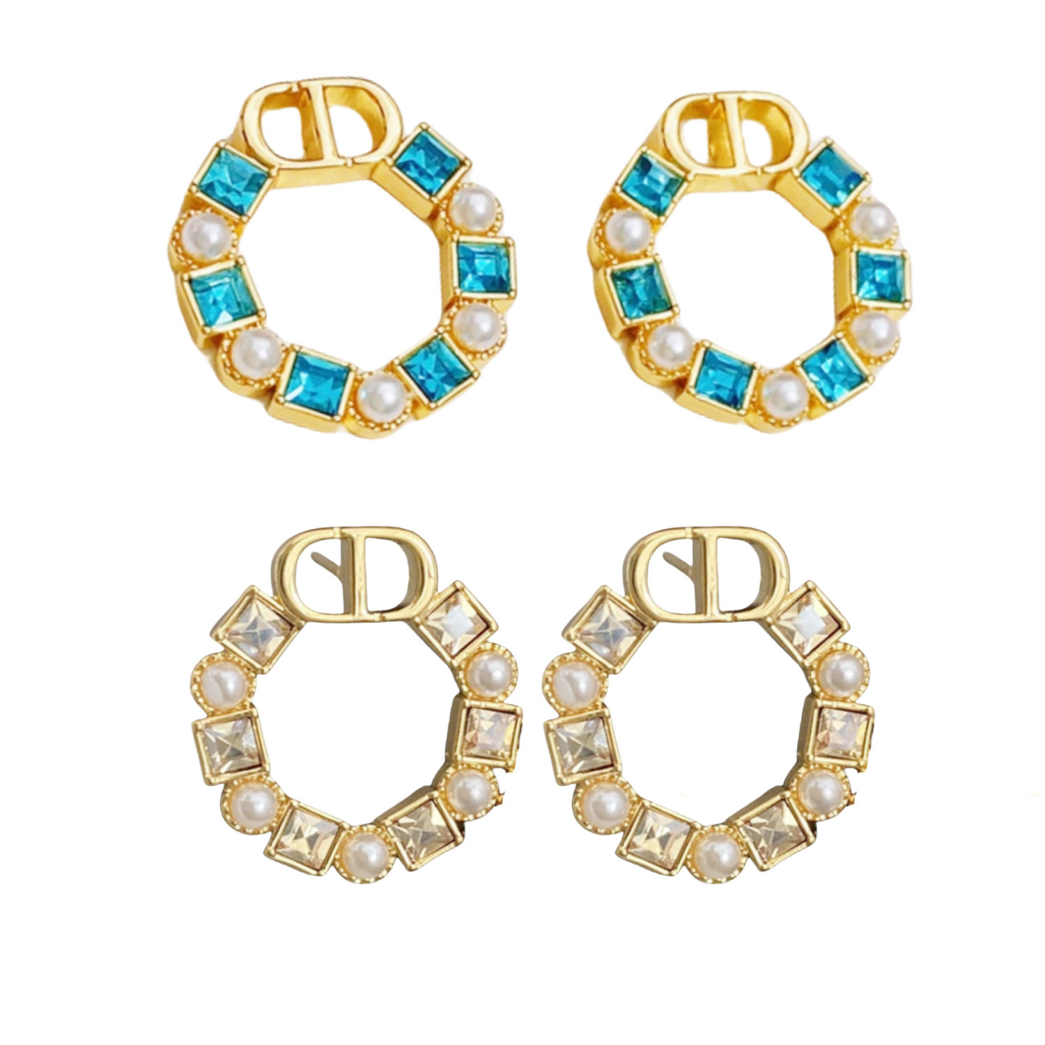 CDE259 CD Zircon pearl stud earrings - ccjewelryacc