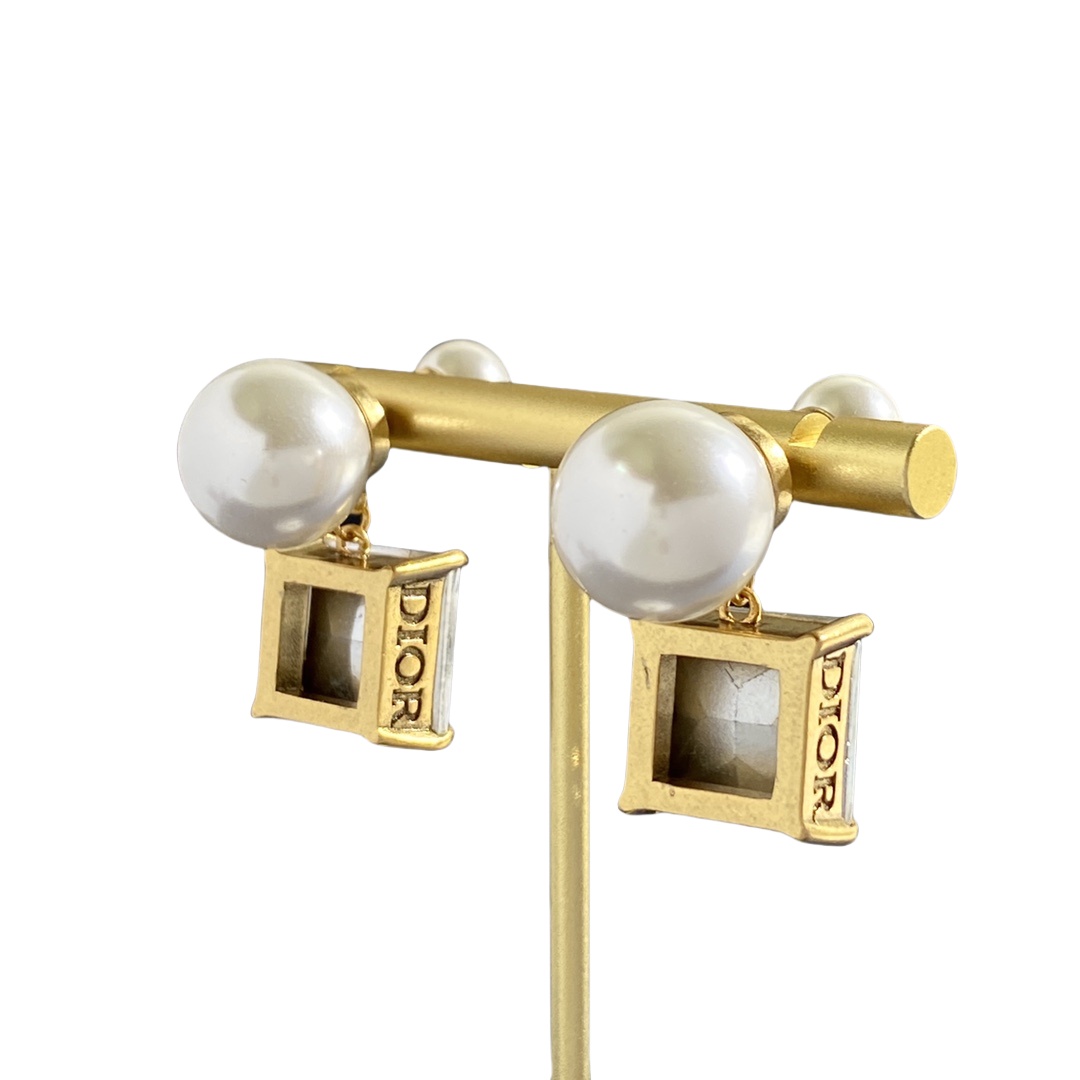 CDE134 Dior tribales earrings in glass and pearl - ccjewelryacc