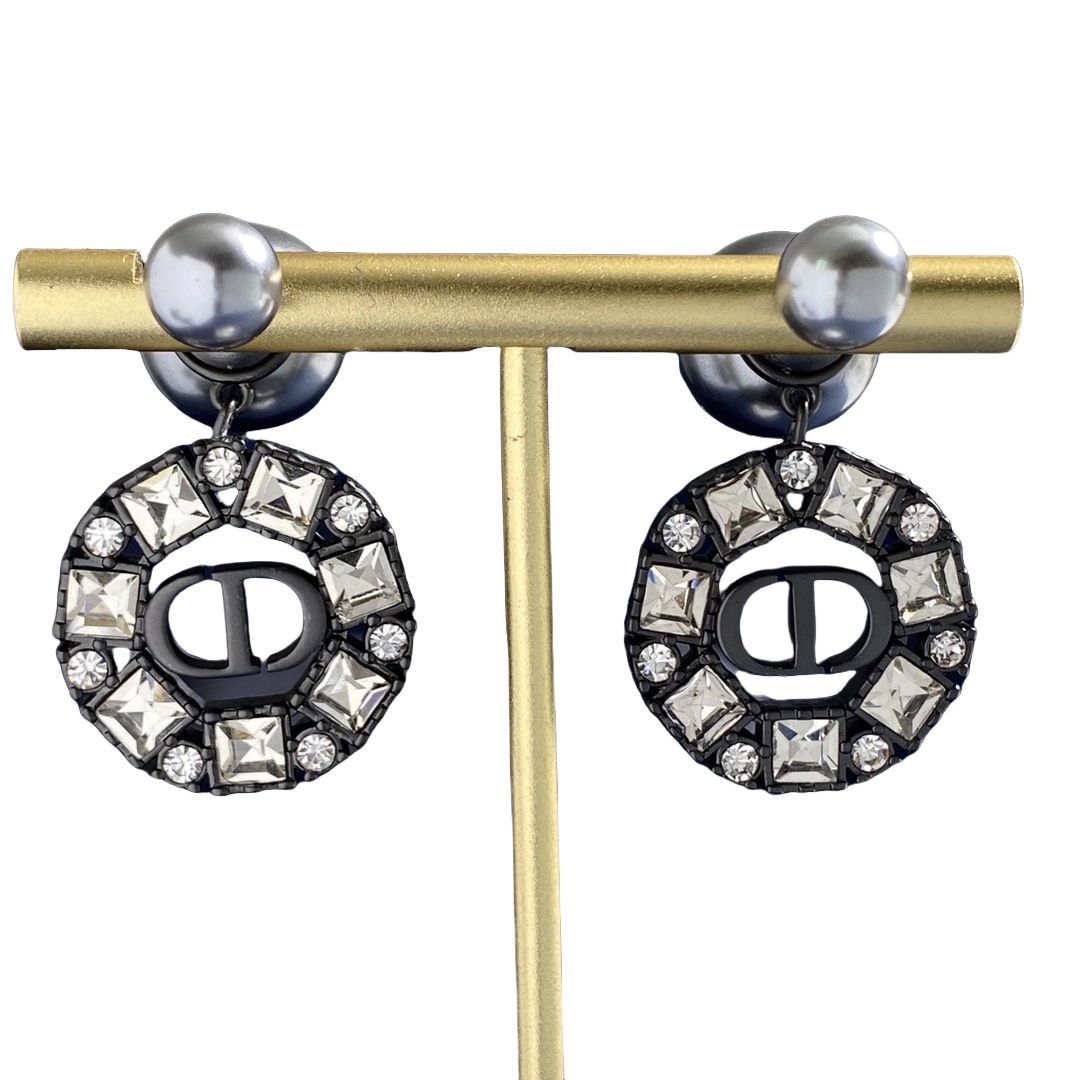 CDE133 Dior tribales earrings in metal and crystal - ccjewelryacc