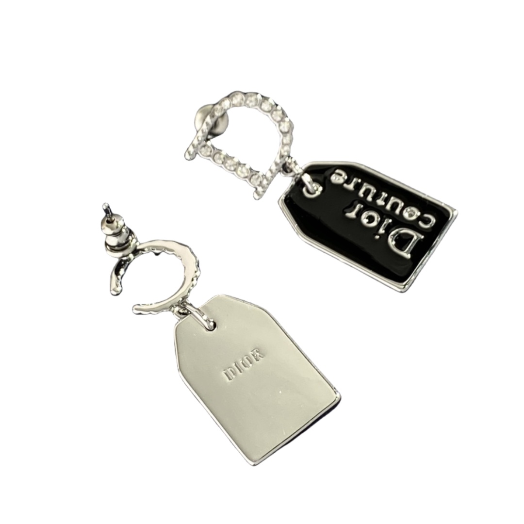 CDE132 CD logo Signboard drop earrings - ccjewelryacc