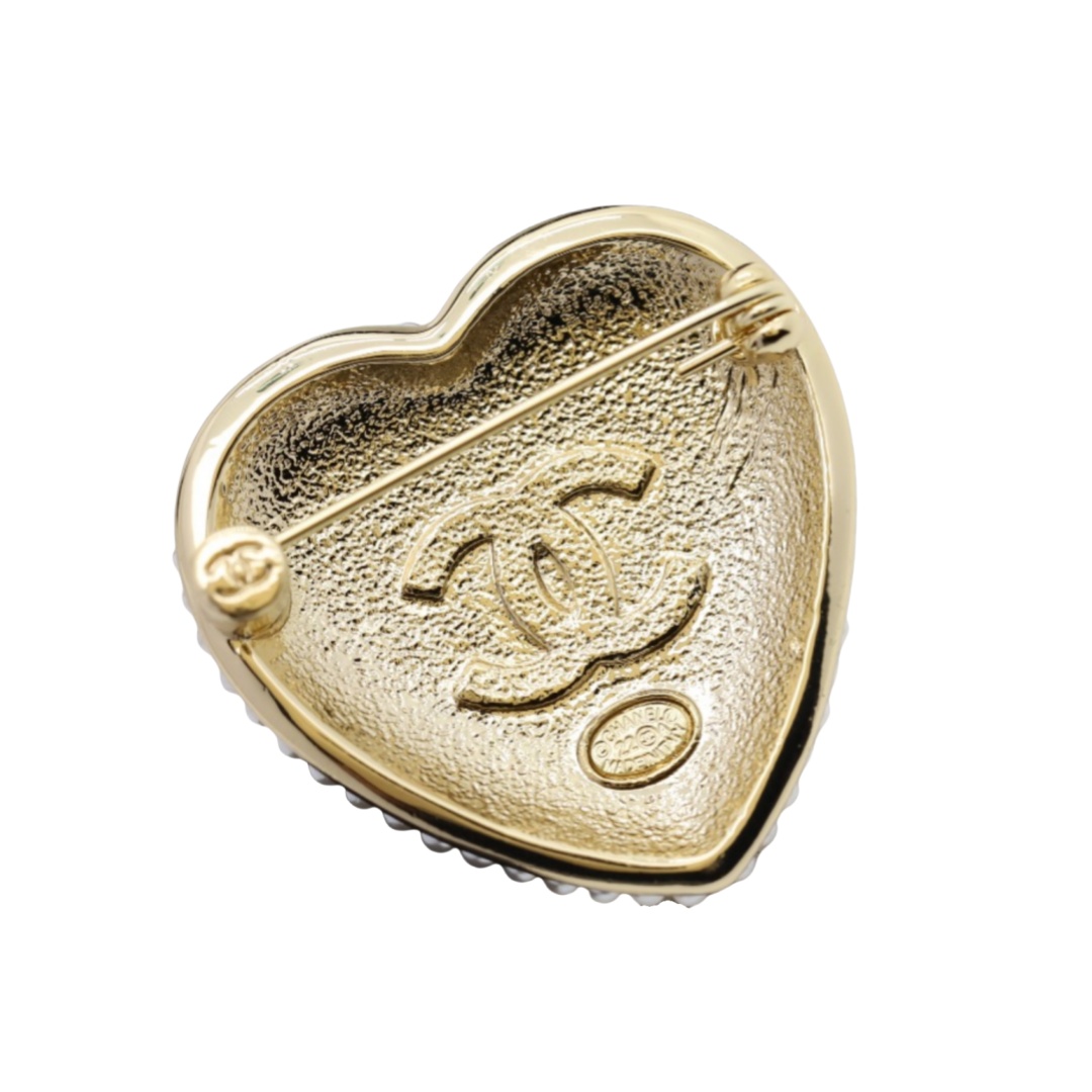 BCB224 22A Pearl crystal Heart CC brooch pin - ccjewelryacc