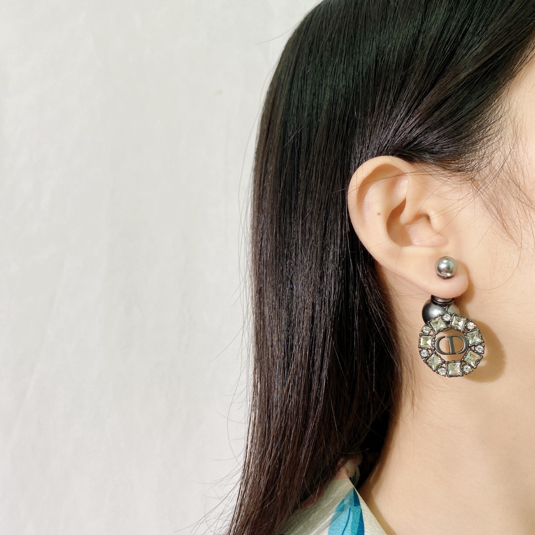 CDE133 Dior tribales earrings in metal and crystal - ccjewelryacc