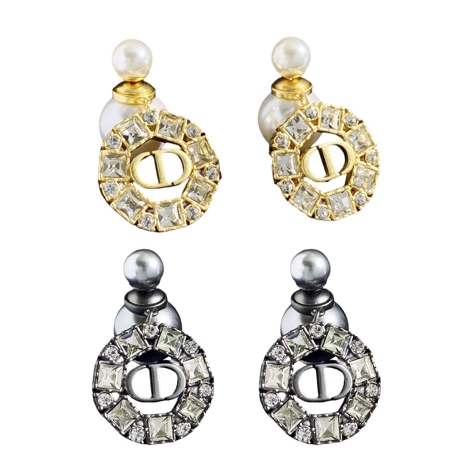 CDE133 Dior tribales earrings in metal and crystal - ccfashionjewelry
