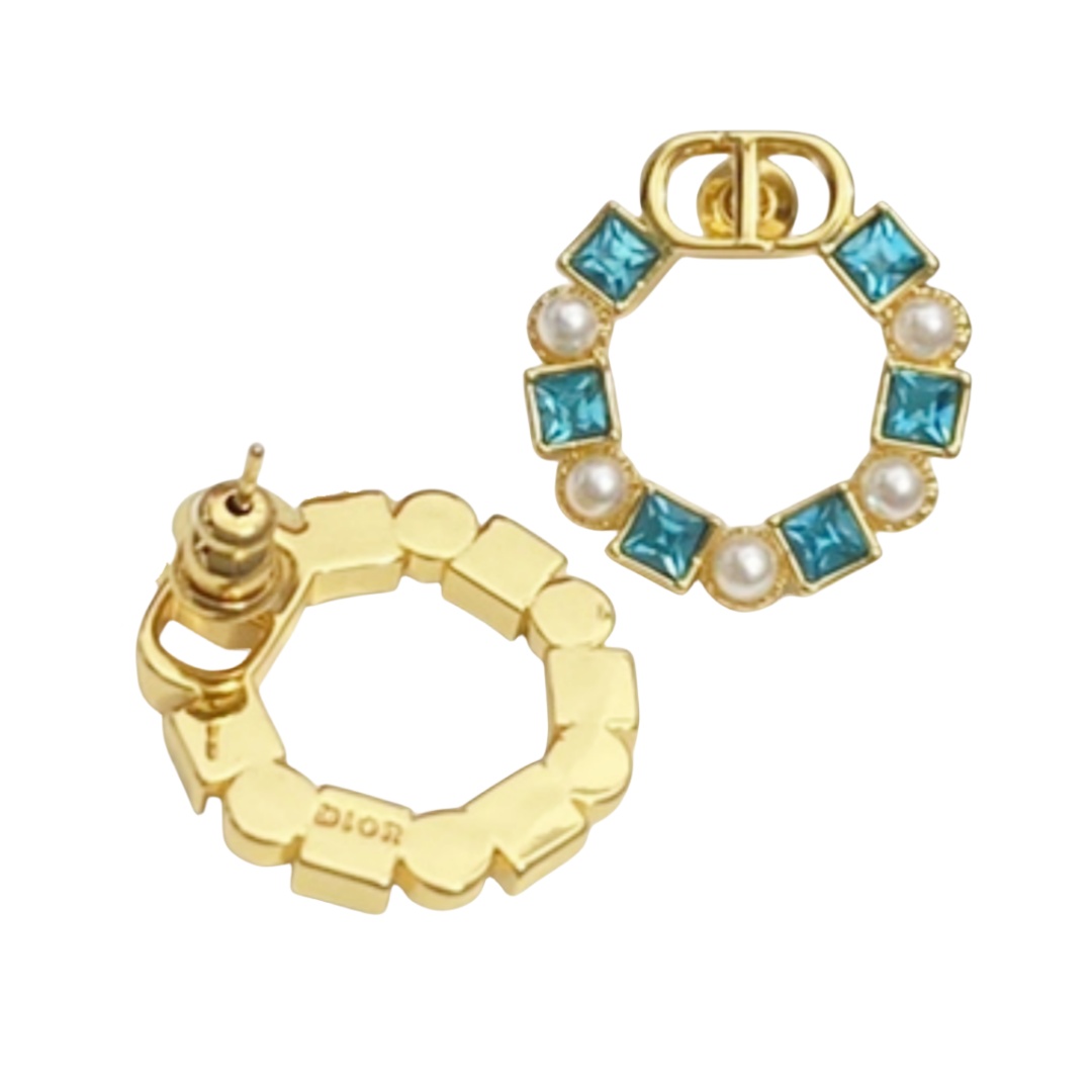 CDE259 CD Zircon pearl stud earrings - ccjewelryacc