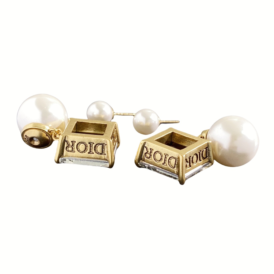 CDE134 Dior tribales earrings in glass and pearl - ccjewelryacc