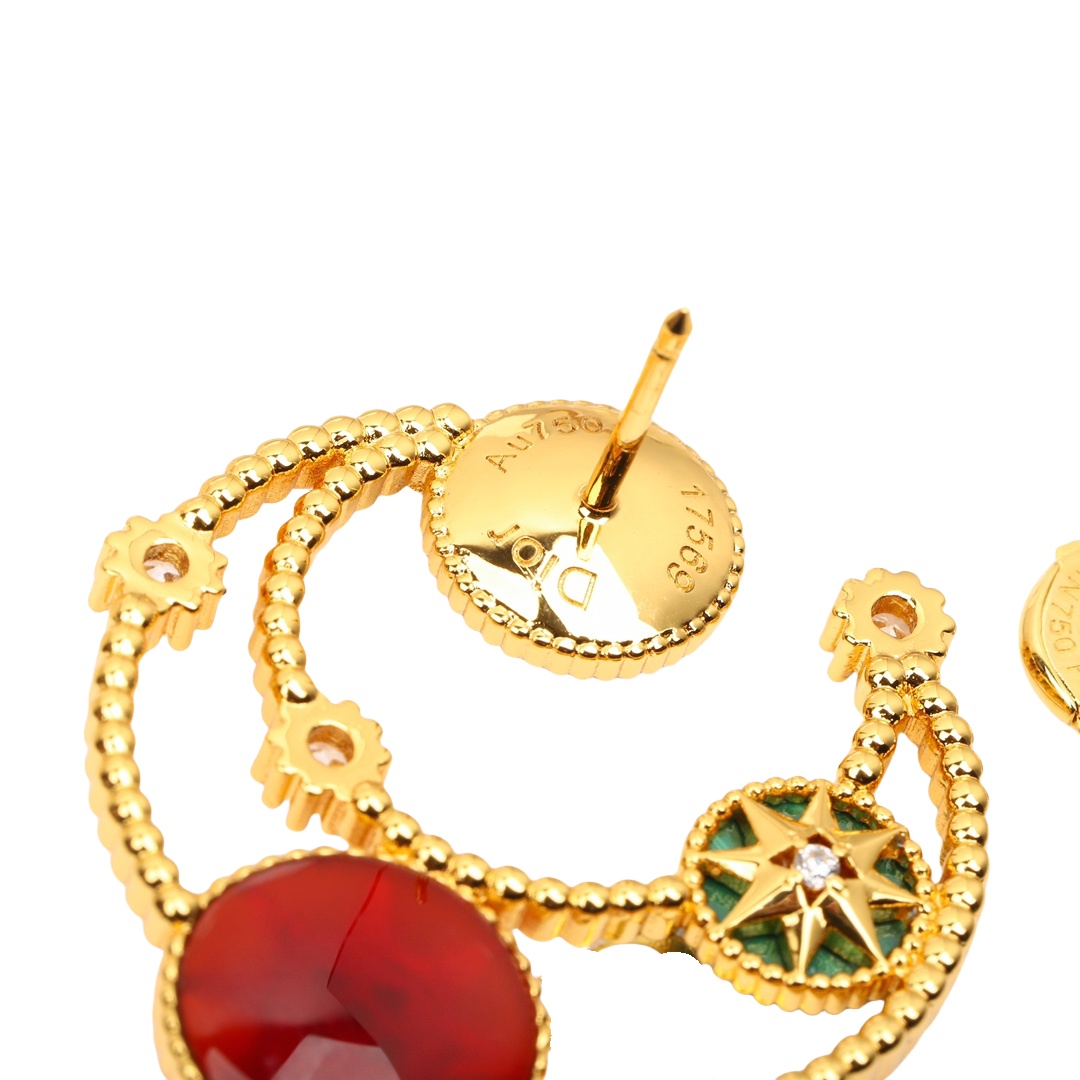 CDEV005 18K Gold Dior ROSE DES VENTS earrings - ccjewelryacc