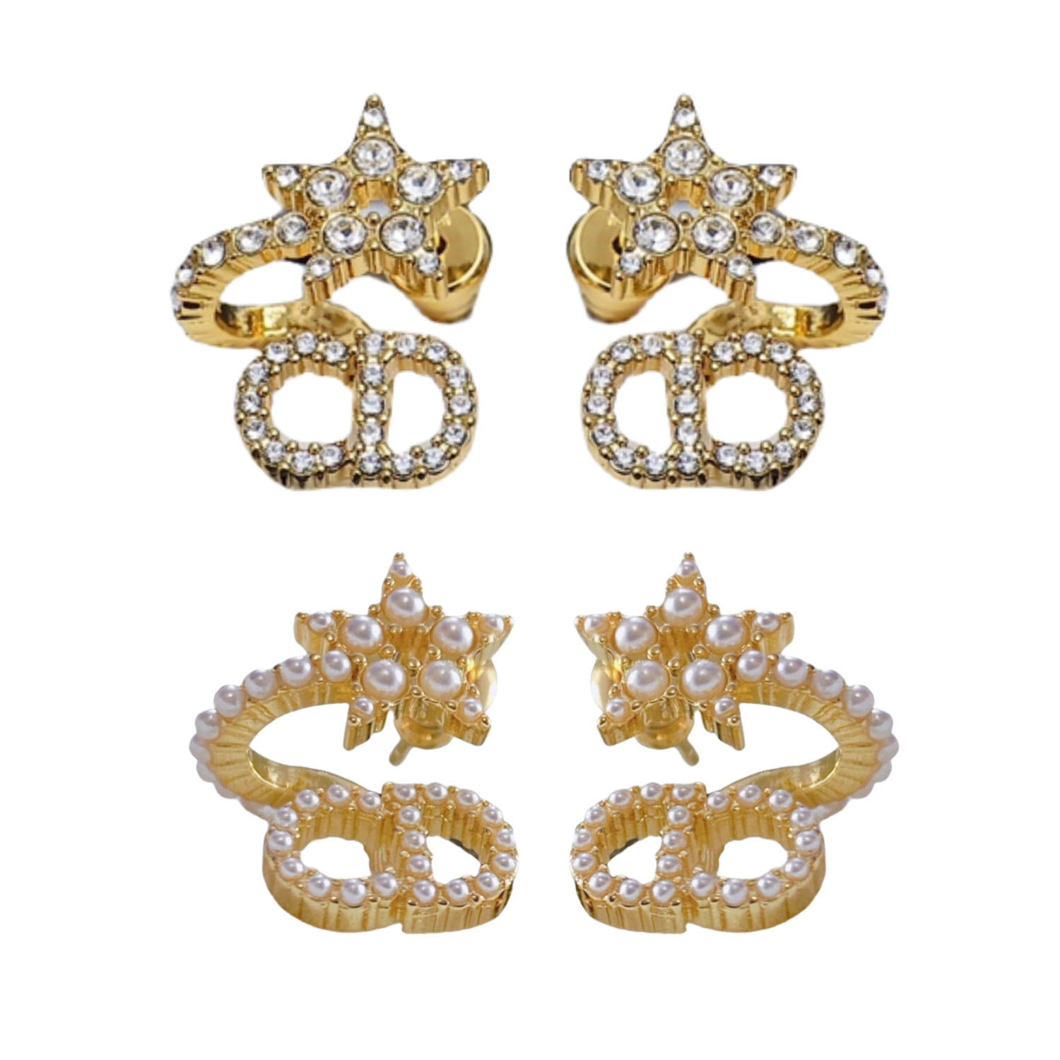 CDE174 CD Star crystal stud earrings - ccjewelryacc