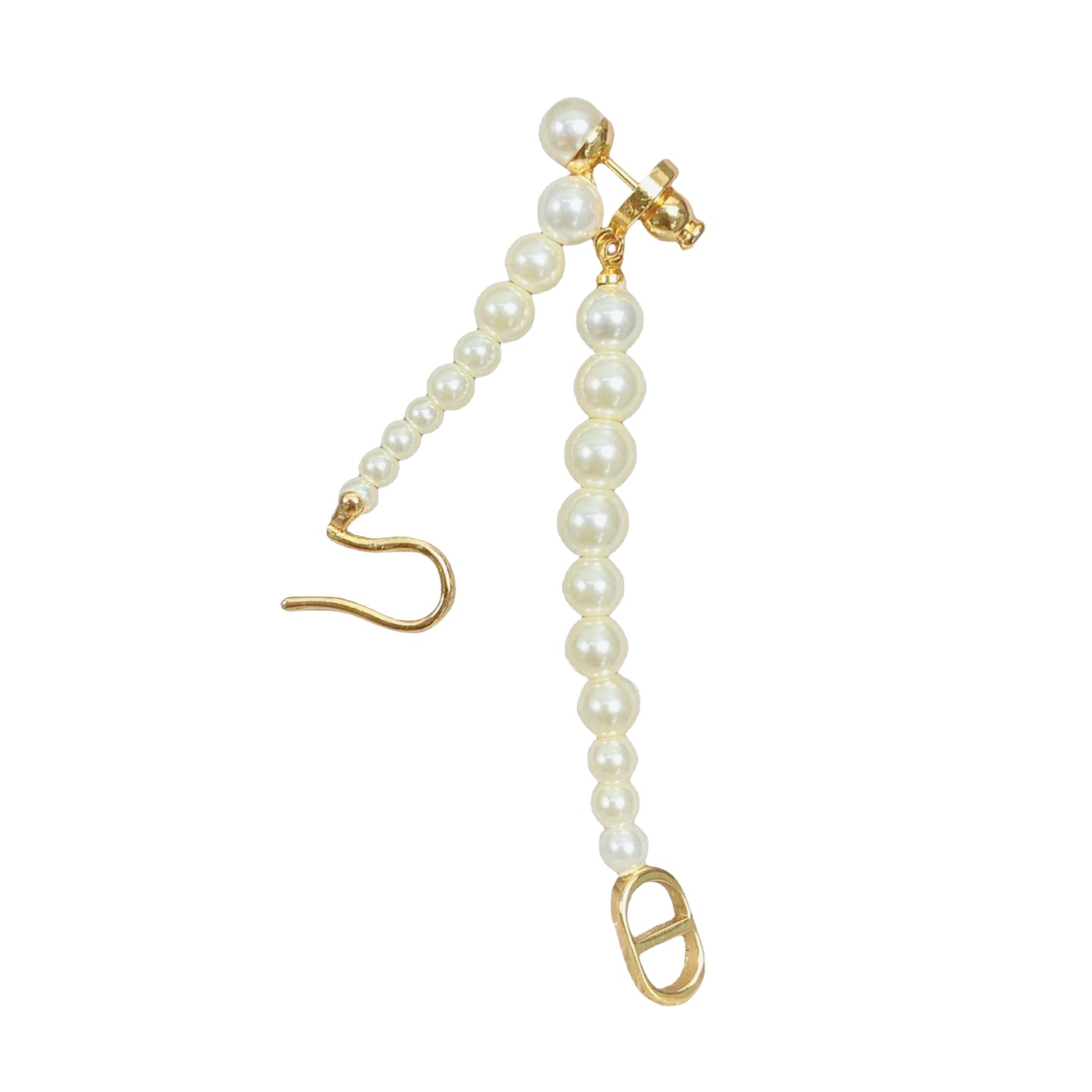 CDE140 CD pearl tassel earrings with ear cuff (single) - ccjewelryacc