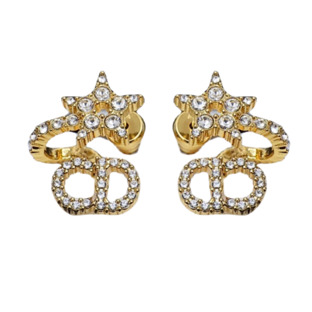 CDE174 CD Star crystal stud earrings - ccjewelryacc