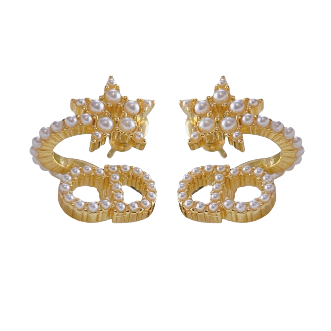 CDE174 CD Star crystal stud earrings - ccjewelryacc