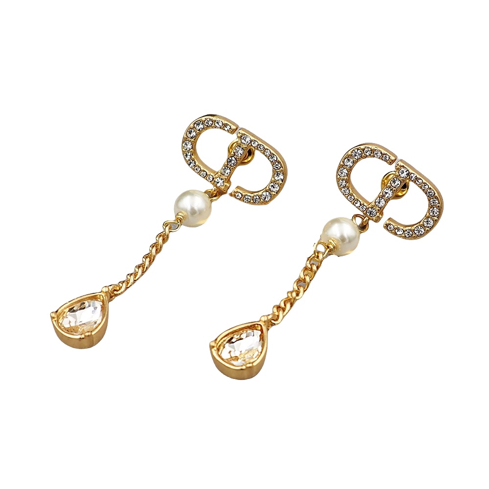 CDE141 Crystal CD Tassels stud earrings - ccjewelryacc