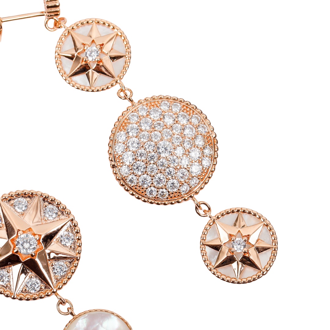 CDEV002 18K Rose Gold diamond Dior ROSE DES VENTS earrings - ccjewelryacc