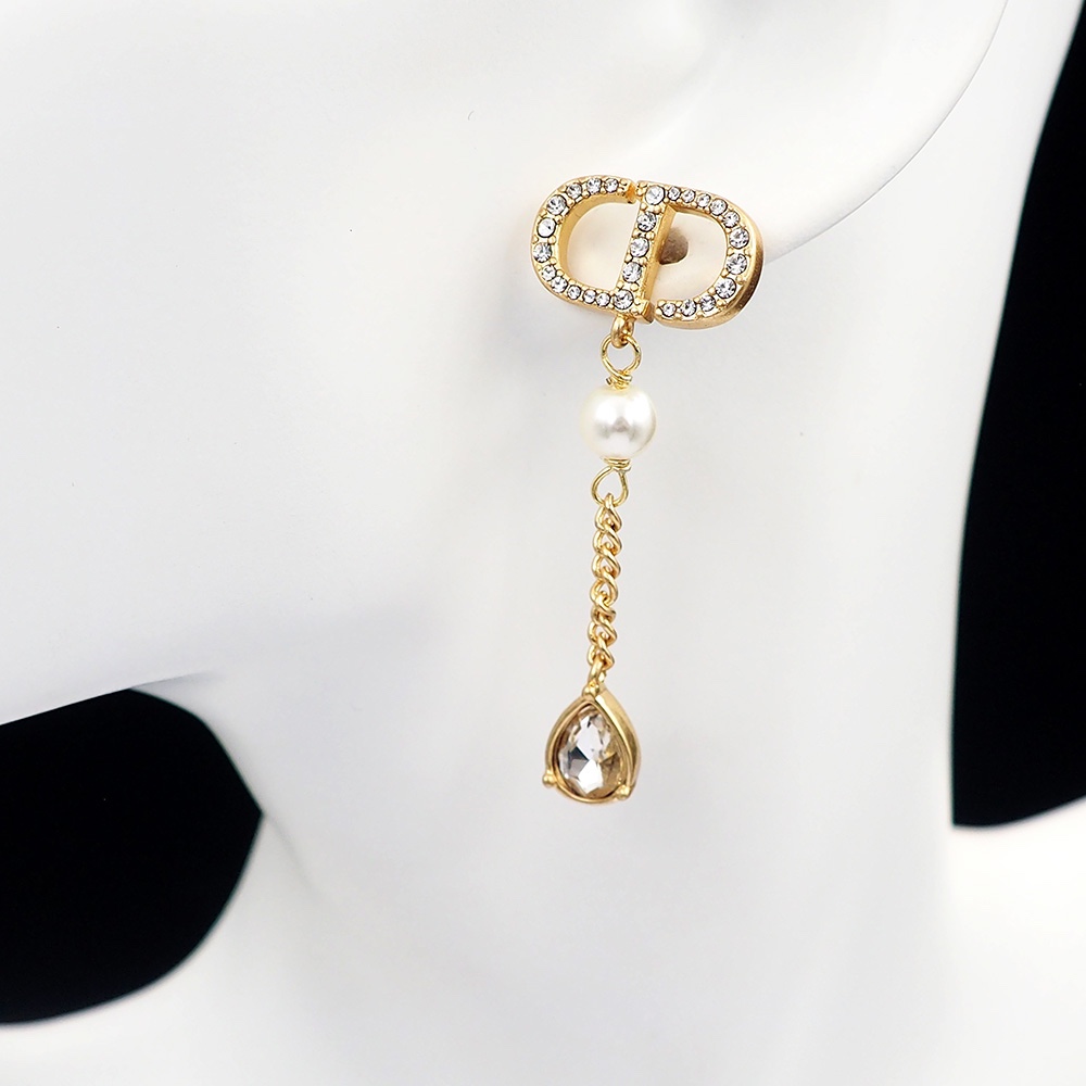 CDE141 Crystal CD Tassels stud earrings - ccjewelryacc