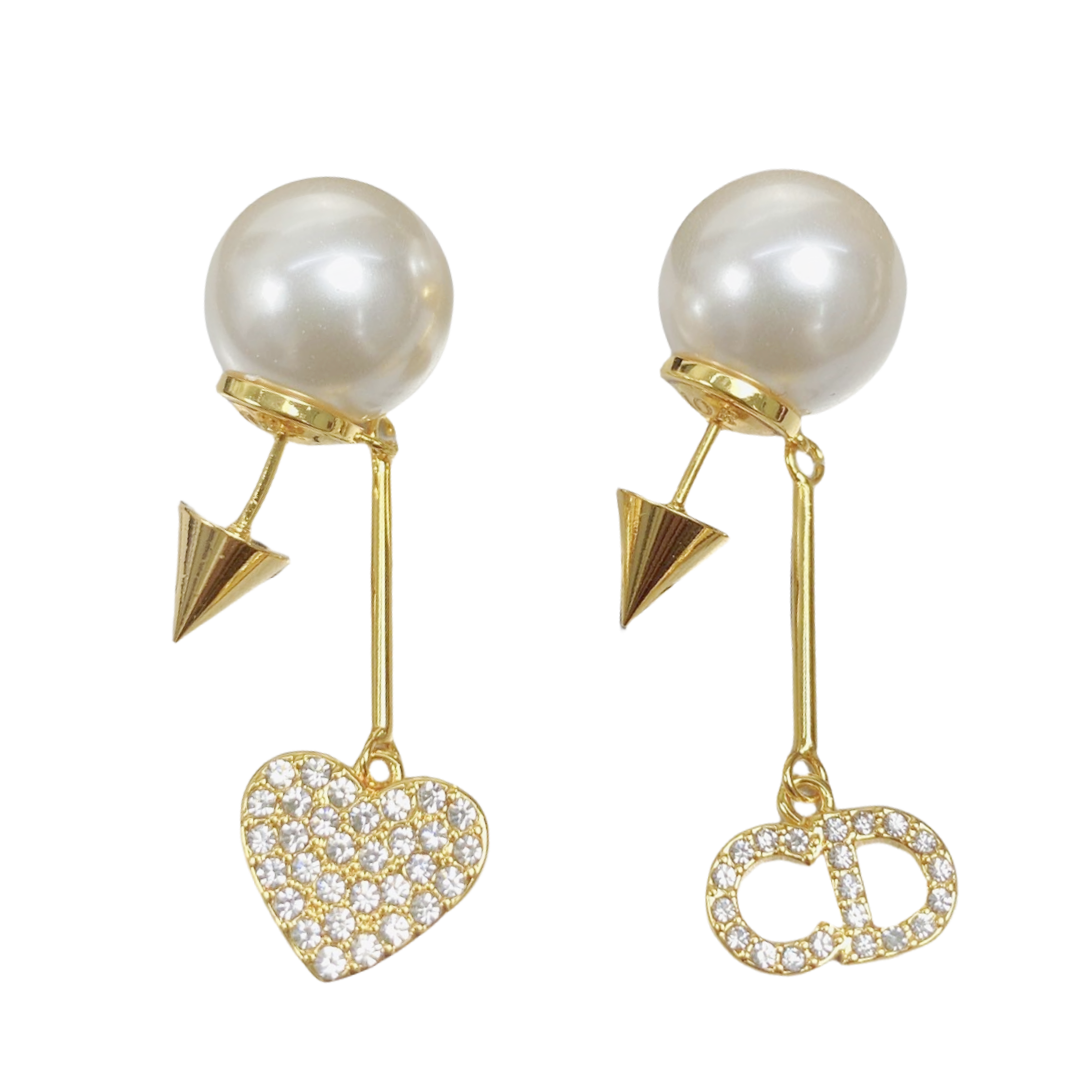 CDE138 Tribales earrings in metal and pearl - ccjewelryacc