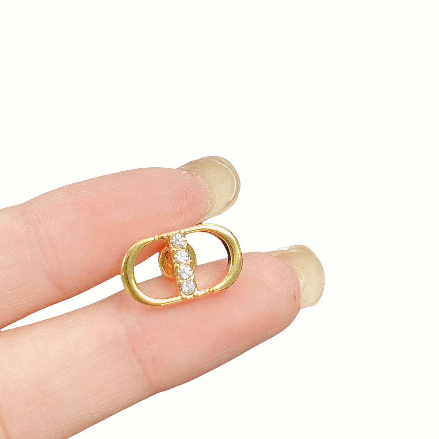 CDE139 Metal gold CD stud earrings with crystal - ccjewelryacc