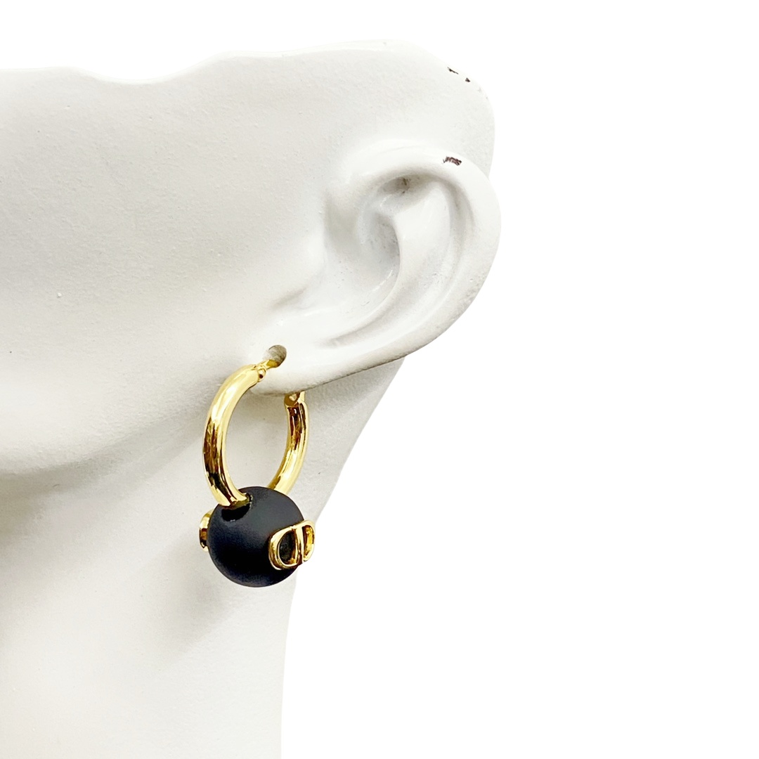 CDE142 CD Black pearl hoop earrings - ccjewelryacc