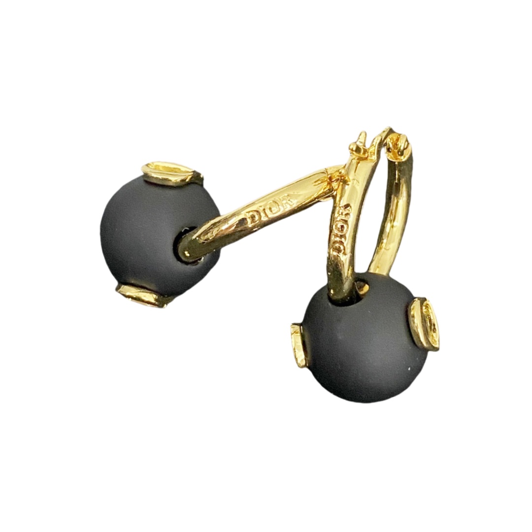 CDE142 CD Black pearl hoop earrings - ccjewelryacc