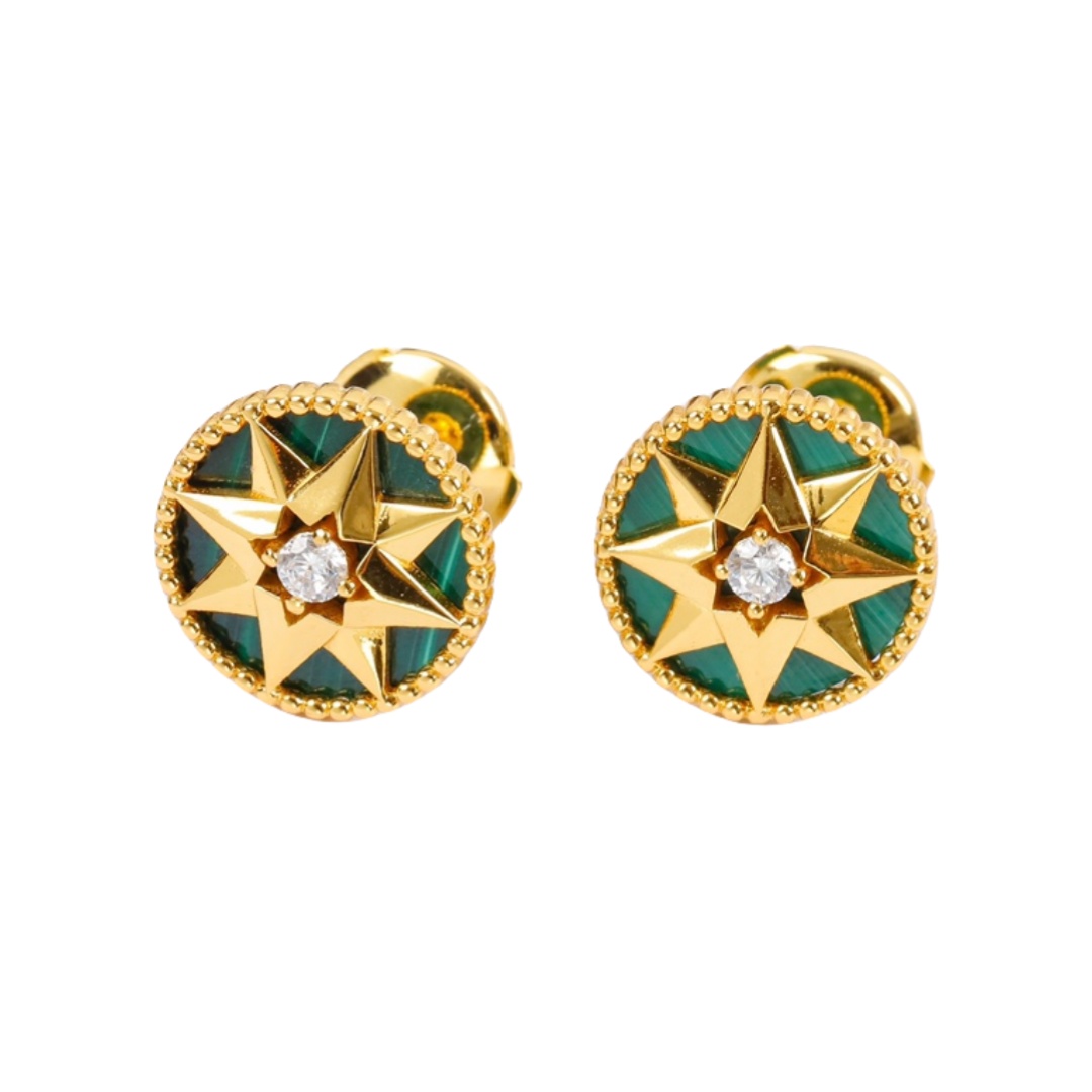 CDEV007 18K Gold dior ROSE DES VENTS Earrings - ccjewelryacc
