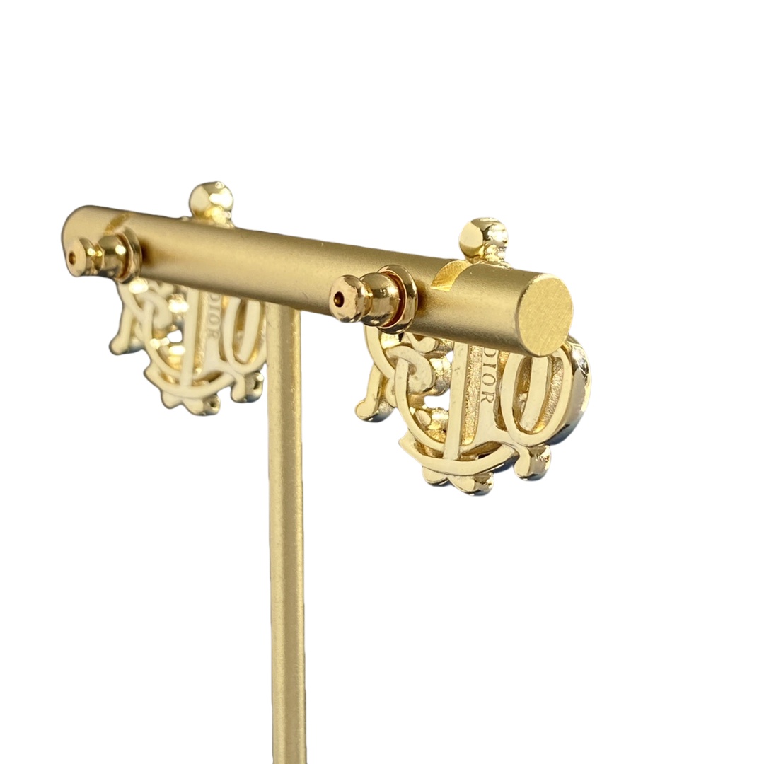 CDE136 Crystal dior letter stud earrings - ccjewelryacc