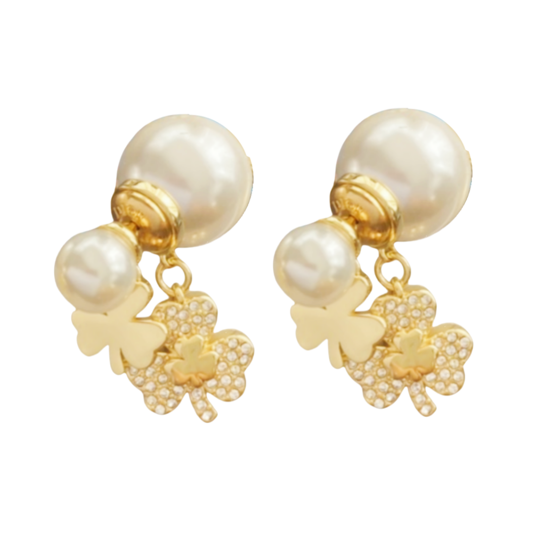 CDE154 CD Clover tribales earring in metal and crystal pearl - ccfashionjewelry
