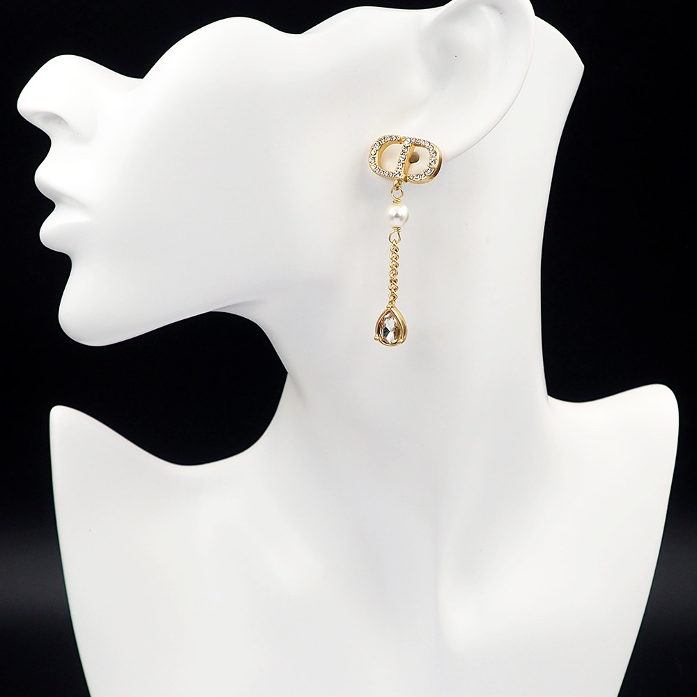 CDE141 Crystal CD Tassels stud earrings - ccjewelryacc