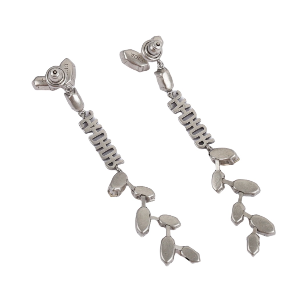 CDE244 Silver shadow Horseeye diamond dendriform dangle earrings - ccjewelryacc