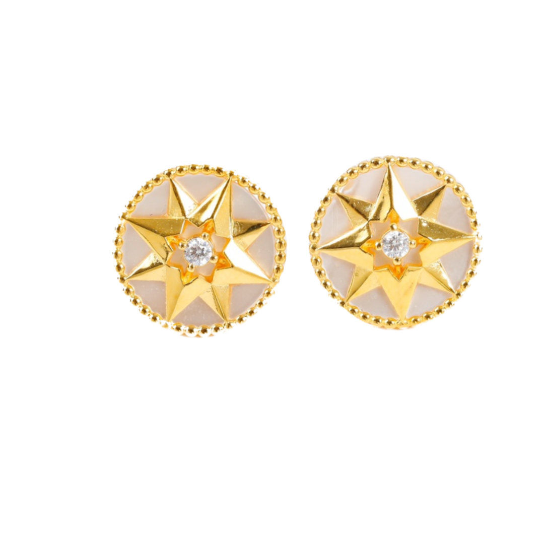 CDEV007 18K Gold dior ROSE DES VENTS Earrings - ccjewelryacc