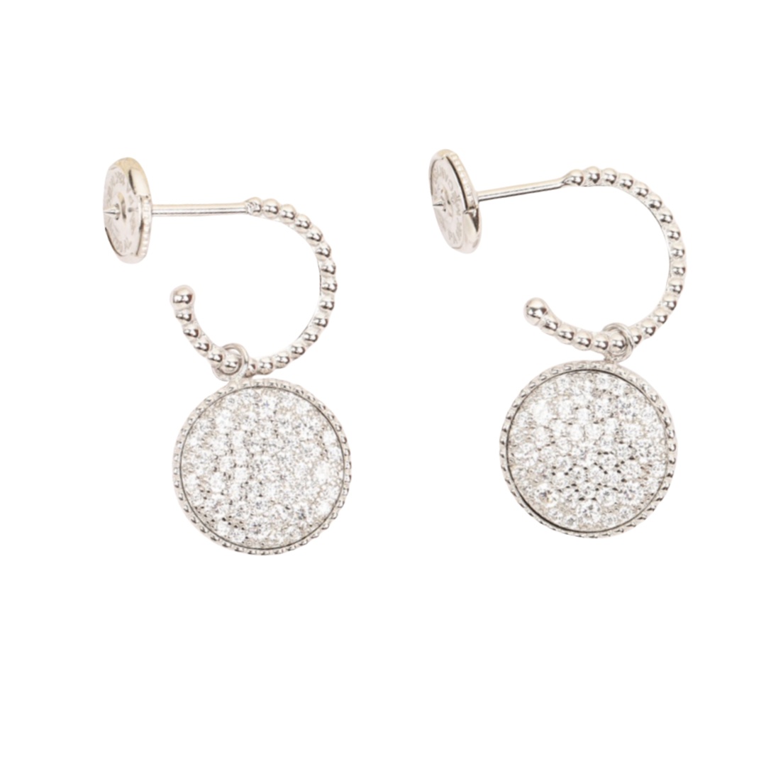 CDEV004 18k White Gold Diamond CD ROSE DES VENTS Hook earrings - ccjewelryacc