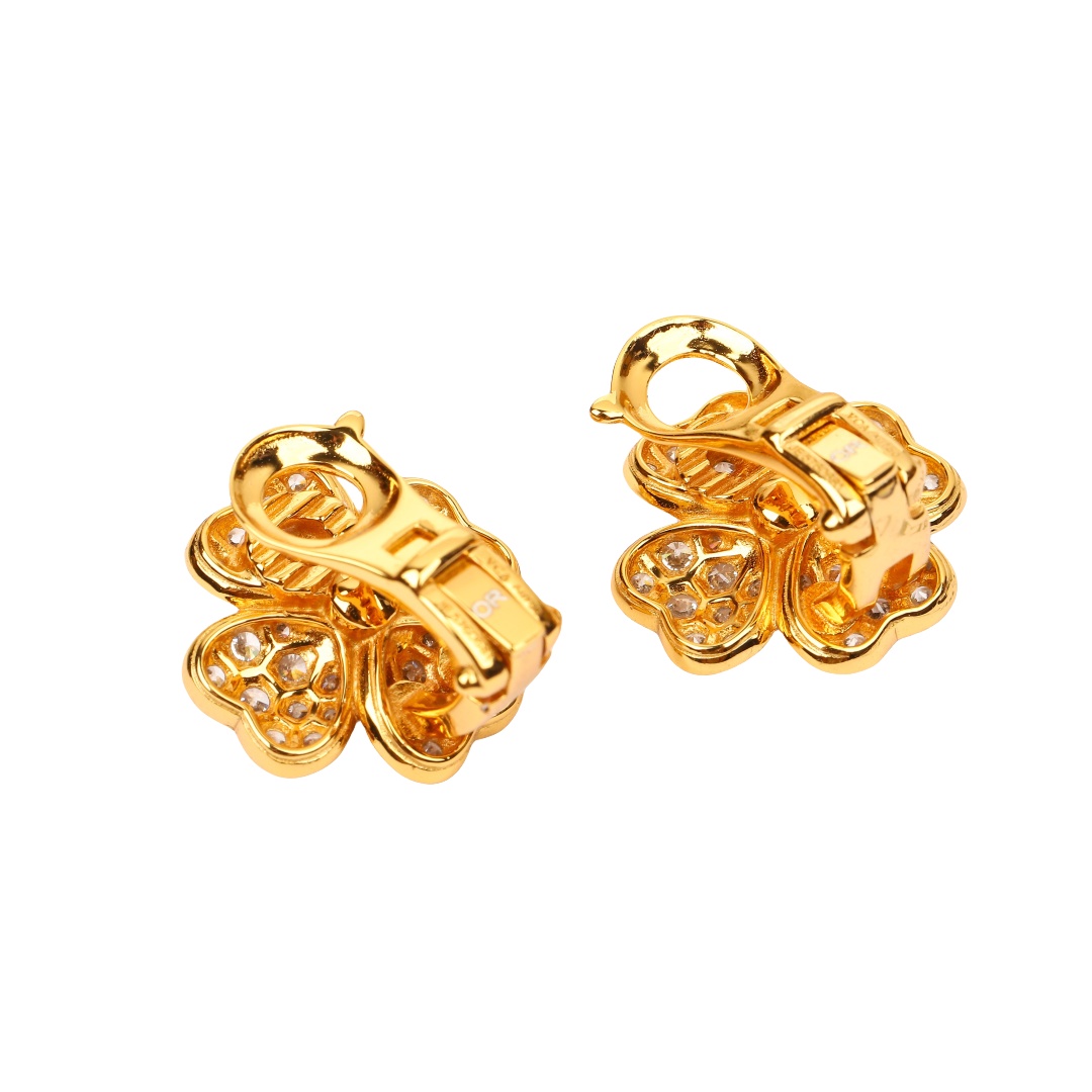 VCES009 18K gold Cosmos ear clip Earring Diamond - ccjewelryacc