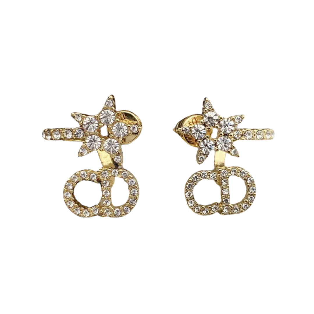 CDE174 CD Star crystal stud earrings - ccjewelryacc