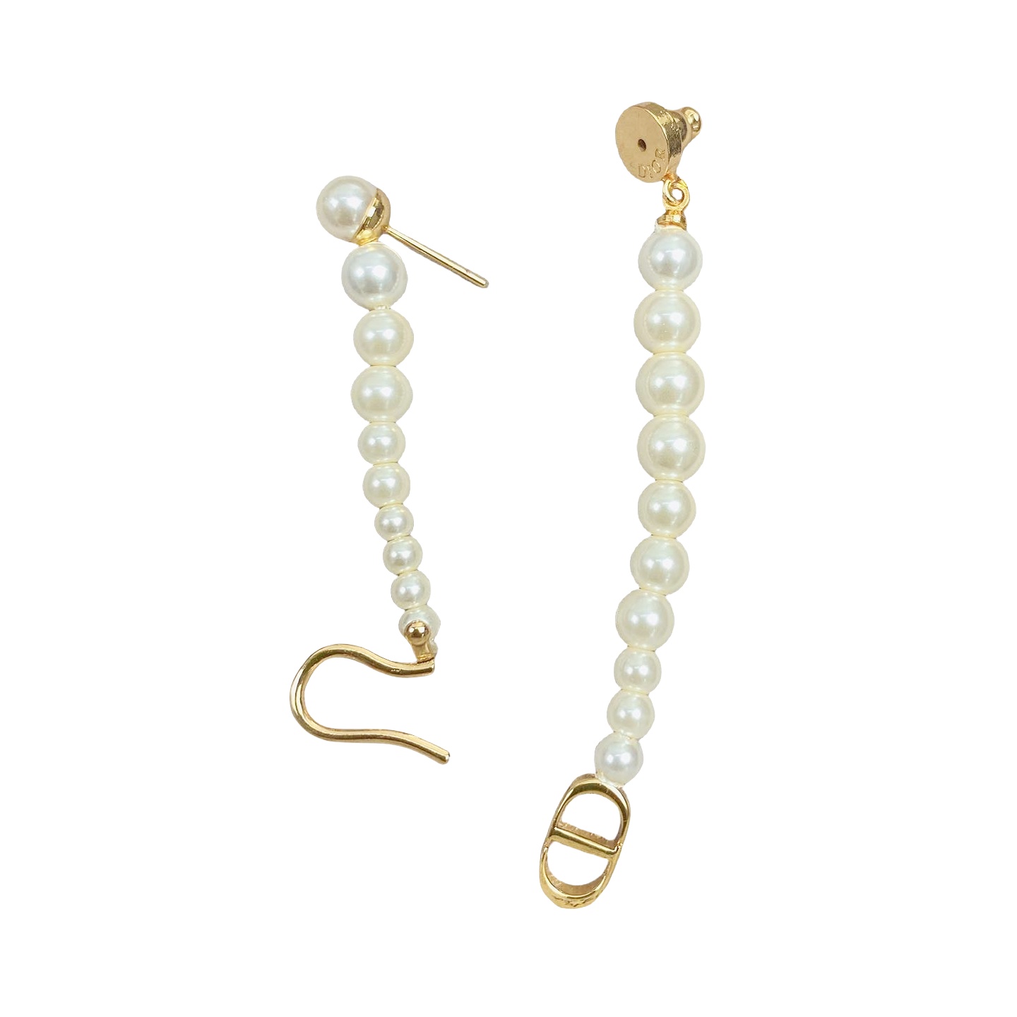 CDE140 CD pearl tassel earrings with ear cuff (single) - ccjewelryacc