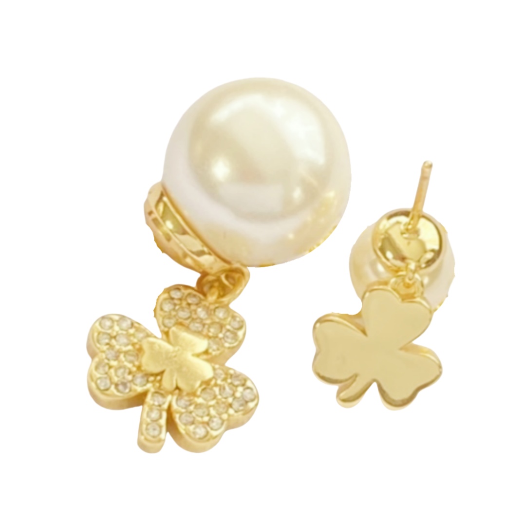 CDE154 CD Clover tribales earring in metal and crystal pearl - ccfashionjewelry