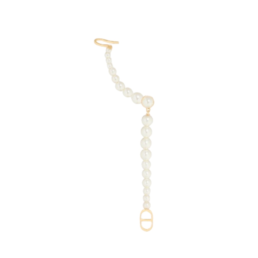 CDE140 CD pearl tassel earrings with ear cuff (single) - ccfashionjewelry
