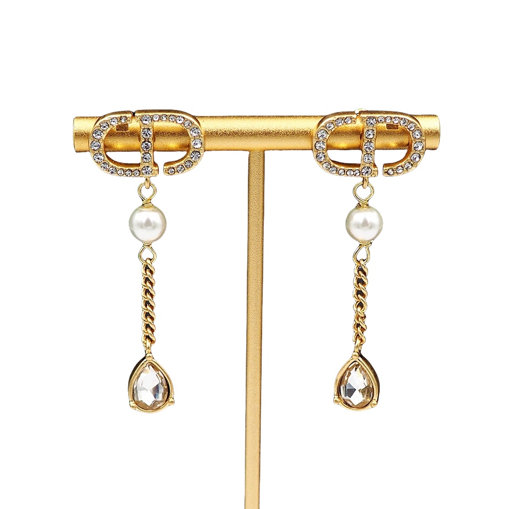 CDE141 Crystal CD Tassels stud earrings - ccjewelryacc