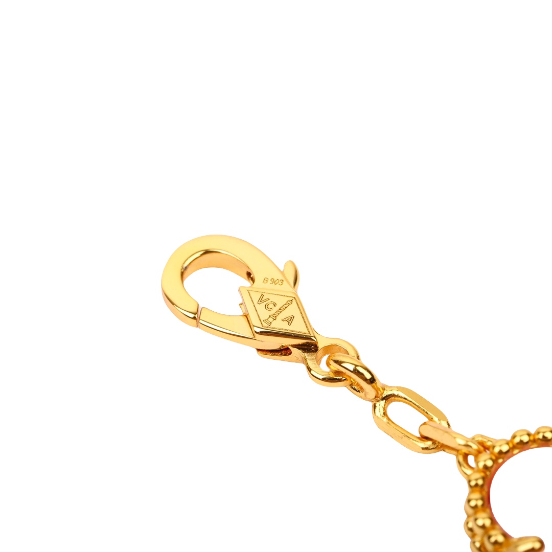 VCSV009 18k rose gold natural pink mother of pearl alhambra bracelet 5 motifs - ccjewelryacc