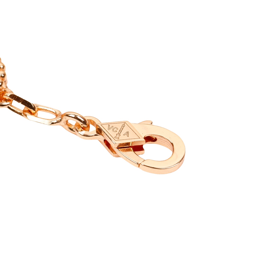 VCSV006 18k rose gold van cleef silver obsidian alhambra bracelet 5 motif - ccjewelryacc
