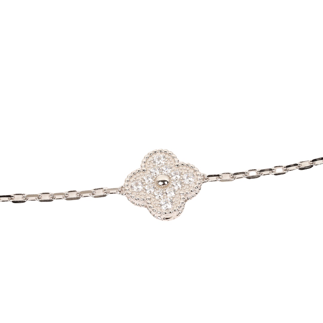 VCSV001 18k gold vintage alhambra bracelet 5 motif and necklace - ccjewelryacc