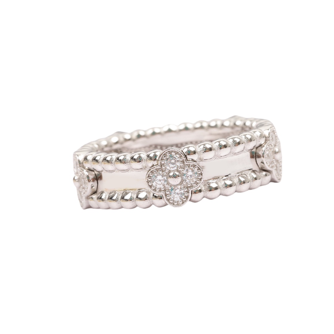 VCRS002 18k white gold/rose gold VCA Perlée sweet clovers ring - ccjewelryacc