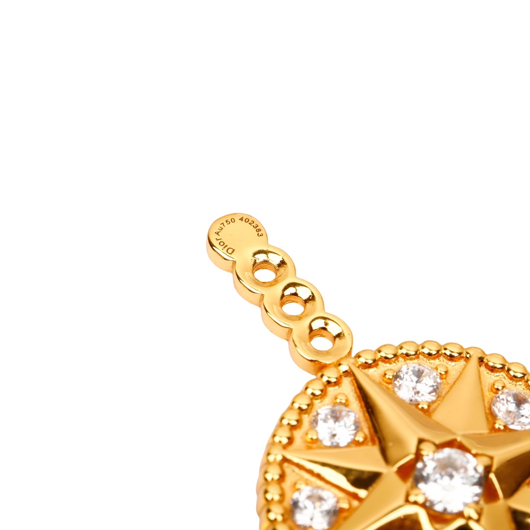 CDEV008 18k Gold and diamond dior ROSE DES VENTS earrings - ccjewelryacc