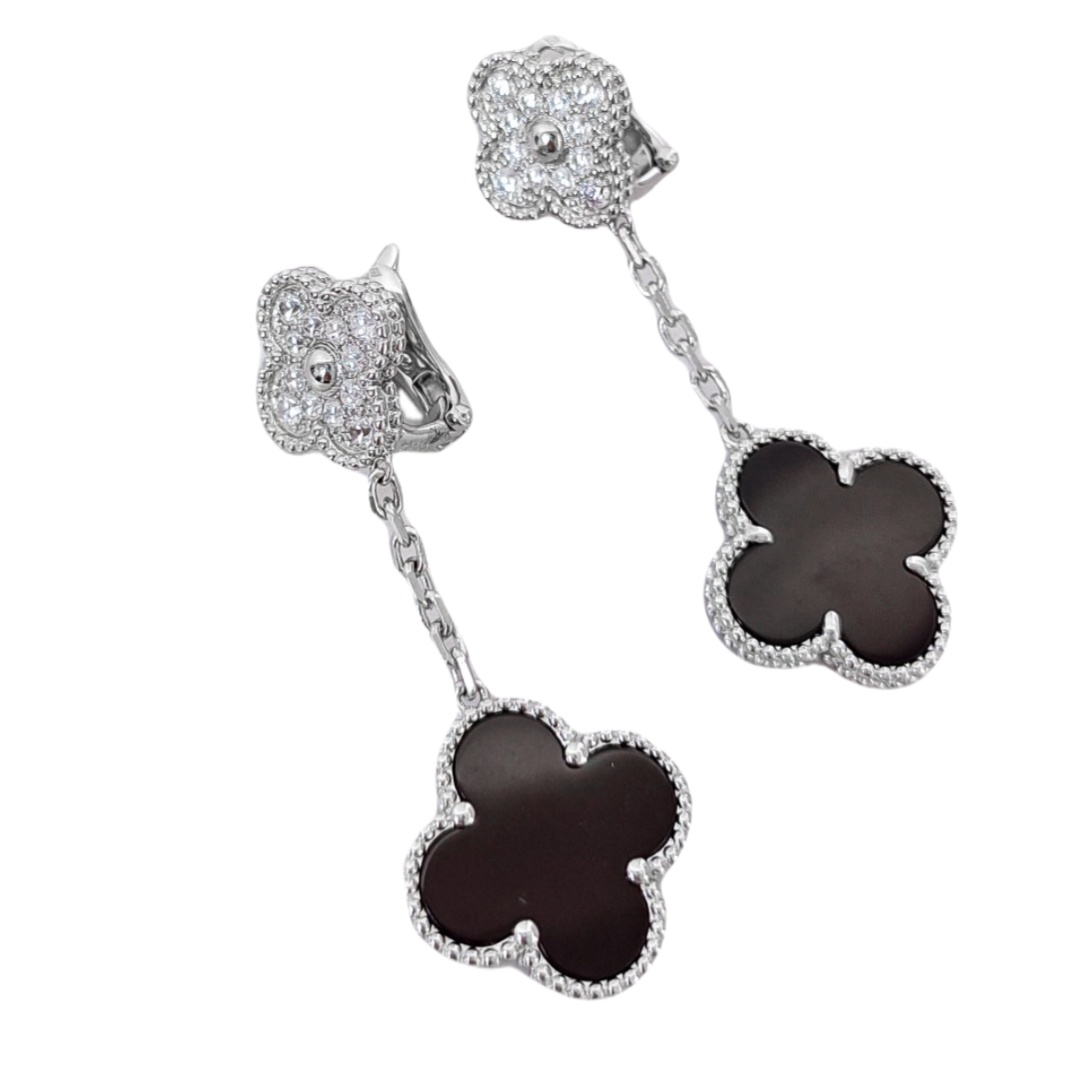 VCEV002  18k Gold VCA 2 motif magic alhambra earring clips - ccjewelryacc