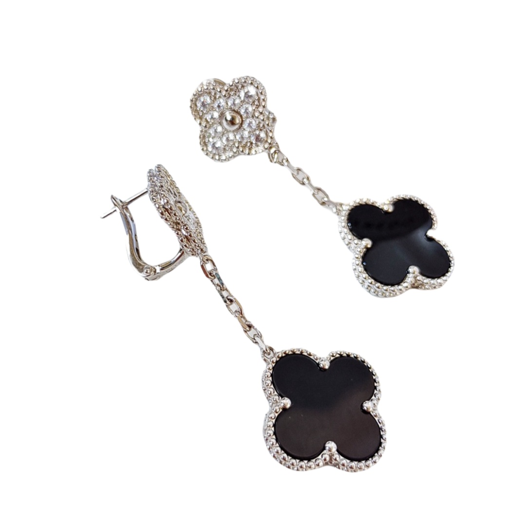 VCEV002  18k Gold VCA 2 motif magic alhambra earring clips - ccjewelryacc