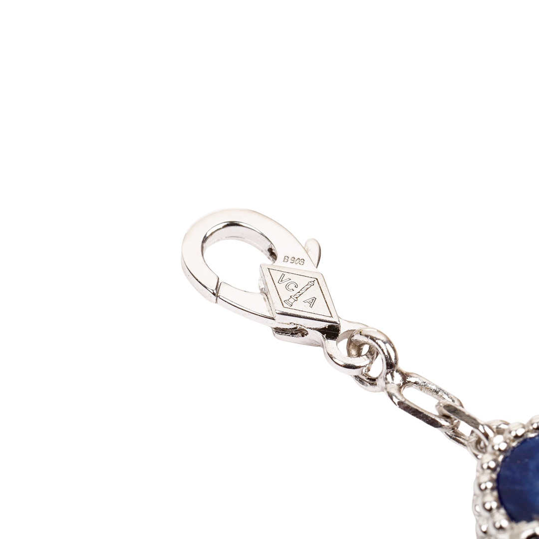 VCSV007 S925 sterling silver Van cleef alhambra bracelet 5 motif Pietersite 18k white gold plated - ccjewelryacc