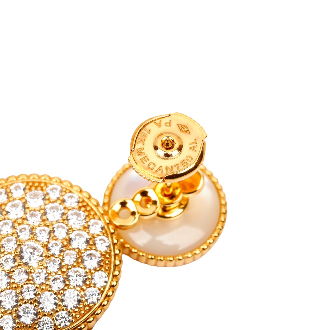 CDEV008 18k Gold and diamond dior ROSE DES VENTS earrings - ccjewelryacc